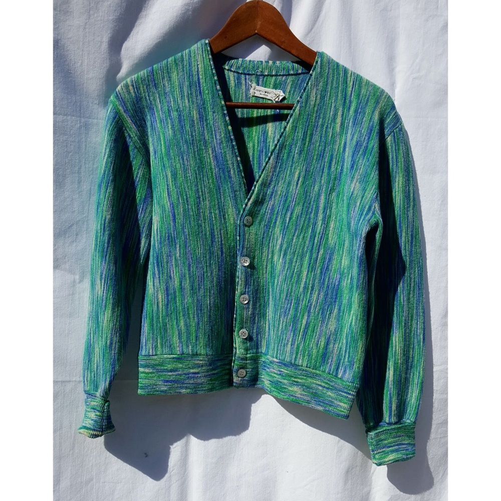 Vintage Wool Cardigan Sweater Wool Variegated